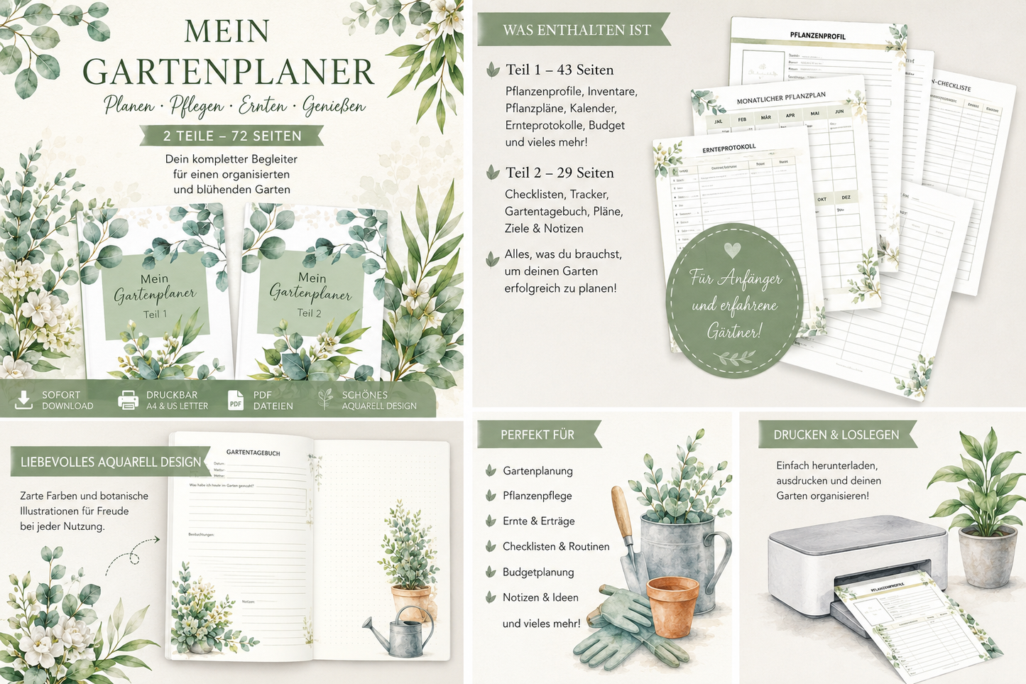 Mein Gartenplaner – 72 Seiten zum Ausdrucken 🌿
