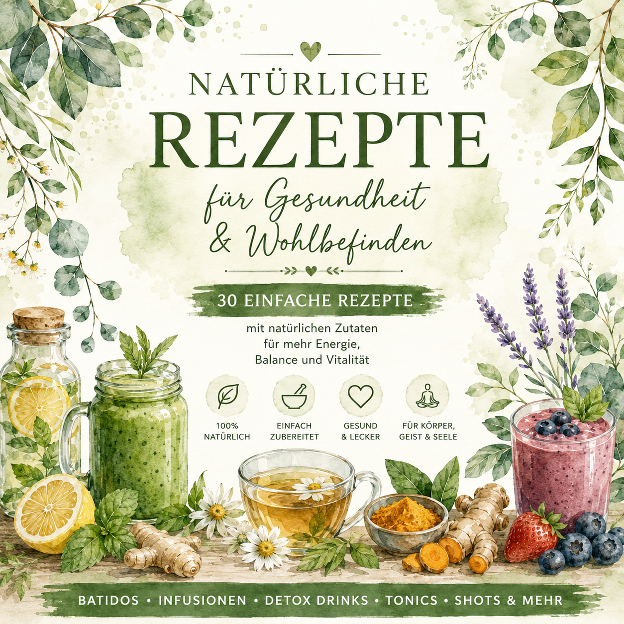 🌿 Natürliche Rezepte – 30 Rezepte für Wohlbefinden &amp; Genuss