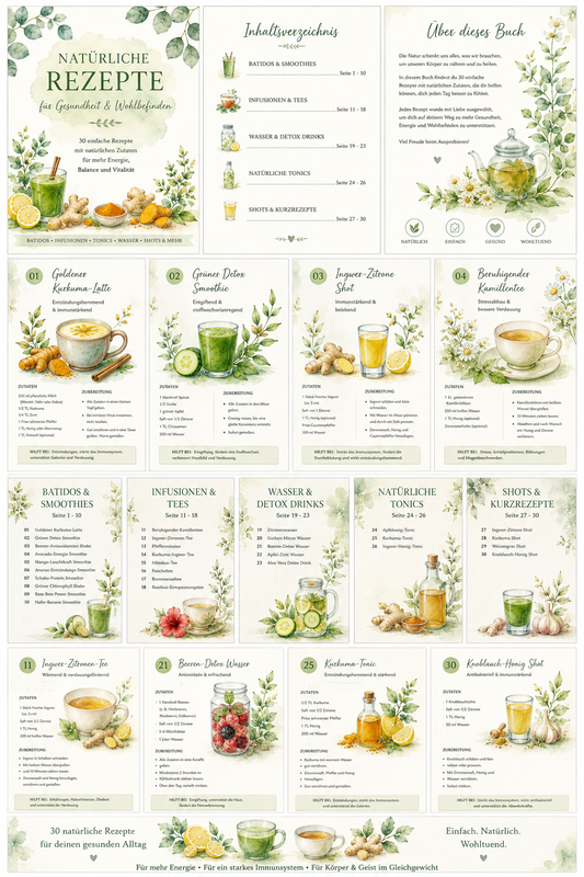 🌿 Natürliche Rezepte – 30 Rezepte für Wohlbefinden &amp; Genuss